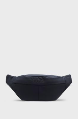 Faux-leather belt bag with logo detail, Dark Blue