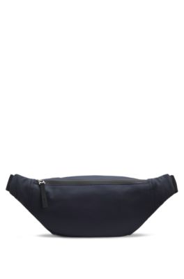 Faux-leather belt bag with logo detail, Dark Blue