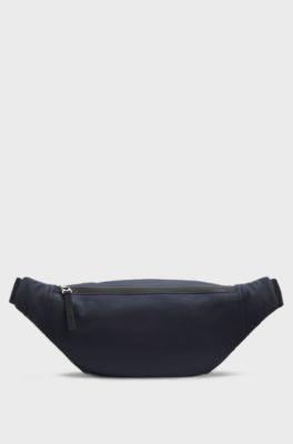 Faux-leather belt bag with logo detail, Dark Blue