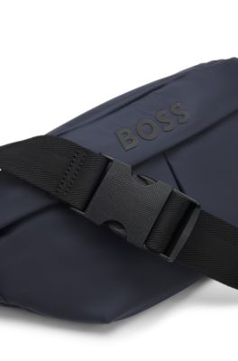 Faux-leather belt bag with logo detail, Dark Blue