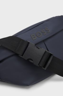 Faux-leather belt bag with logo detail, Dark Blue