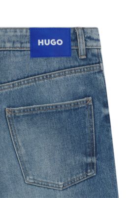 Baggy-fit jeans in blue rigid denim, Blue