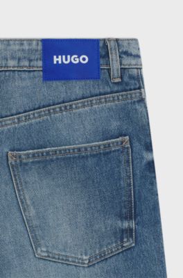 Jeans baggy fit in denim blu rigido, Blu
