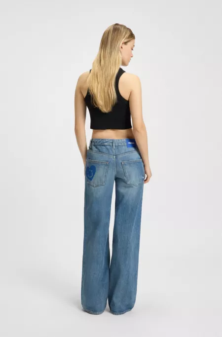 Baggy-fit jeans in blue rigid denim