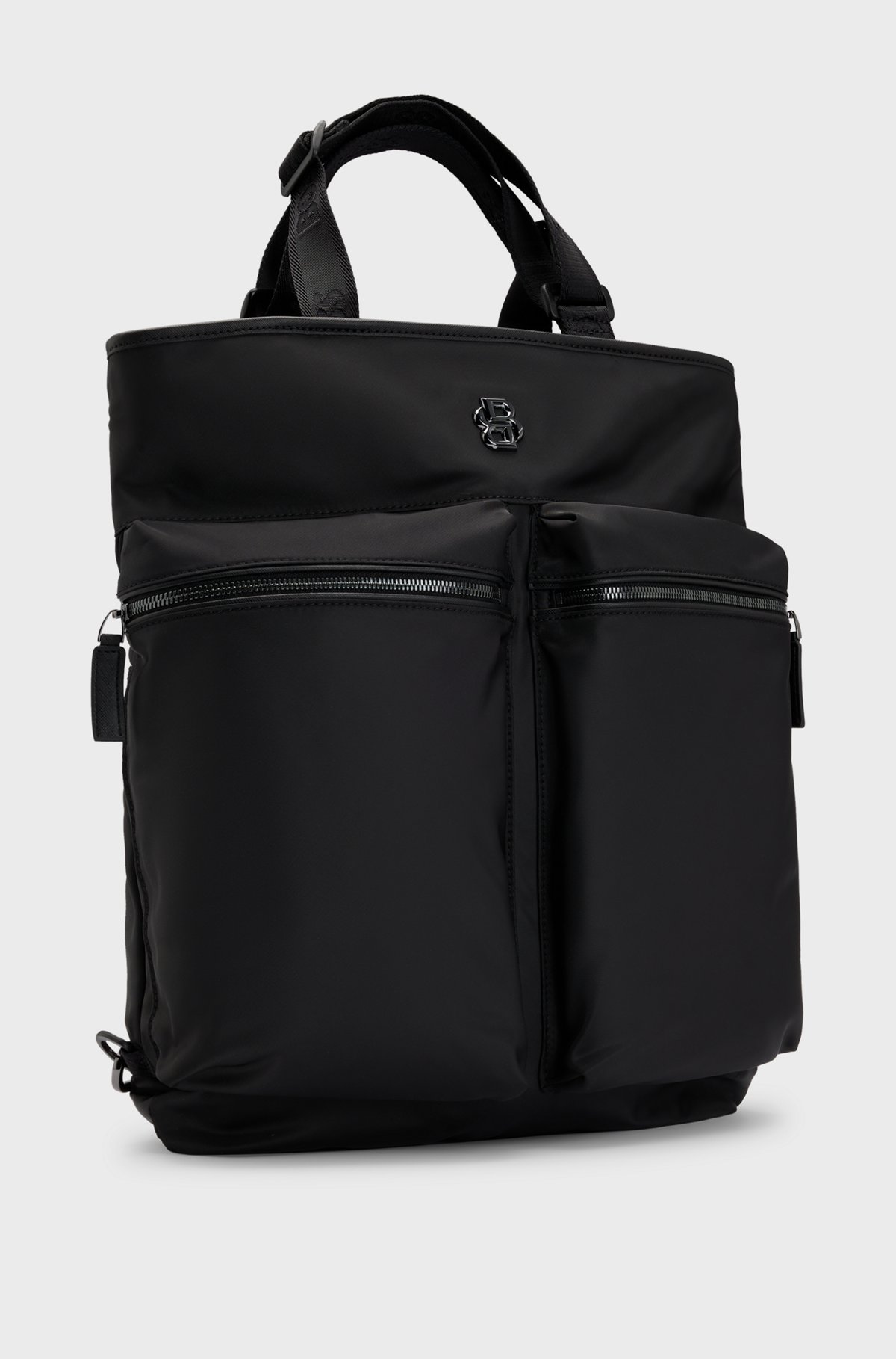 BOSS - Twin-pocket tote bag with shoulder straps - Black BOSS - Twin-pocket tote bag with shoulder straps - Black
