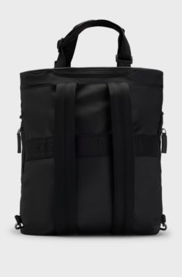 Twin-pocket tote bag with shoulder straps, Black