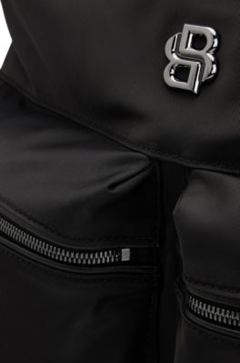 Twin-pocket tote bag with shoulder straps, Black