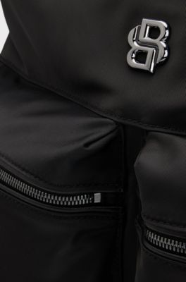 Twin-pocket tote bag with shoulder straps, Black