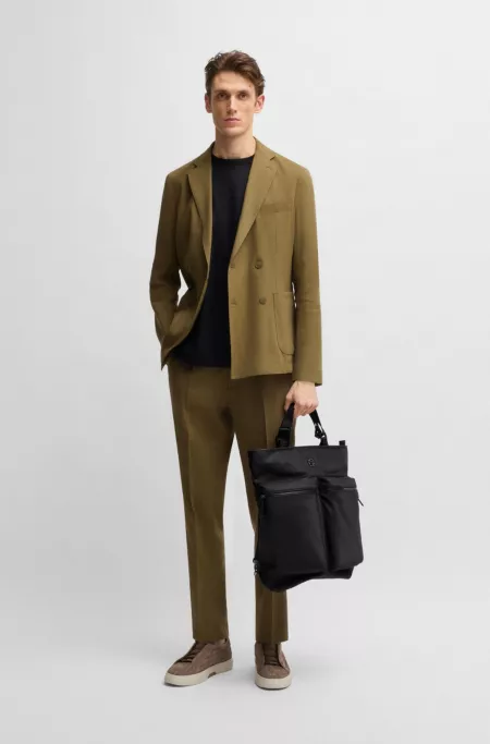 Twin-pocket tote bag with shoulder straps