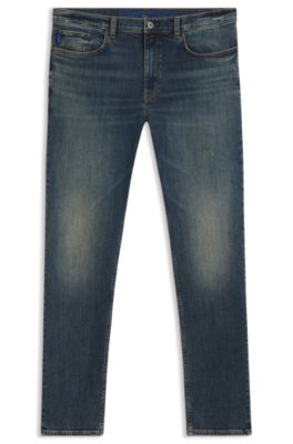 Extra-slim-fit jeans in dark-blue stretch denim, Dark Blue
