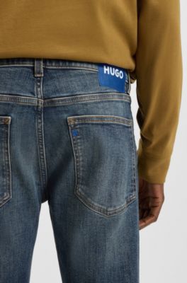 Extra-slim-fit jeans in dark-blue stretch denim, Dark Blue