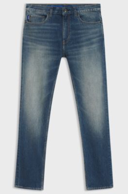 Slim-fit jeans in blue stretch denim, Blue