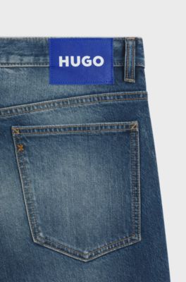 Slim-fit jeans in blue stretch denim, Blue