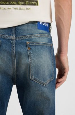 Slim-fit jeans in blue stretch denim, Blue