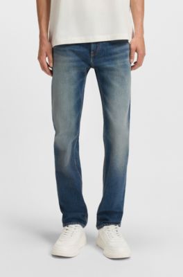 Slim-fit jeans in blue stretch denim, Blue