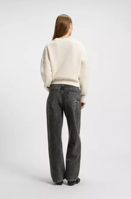 Relaxed-fit jeans in distressed rigid denim