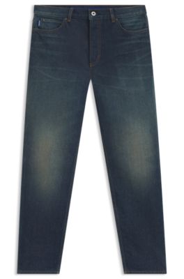 Tapered-Fit Jeans aus blauem Stretch-Denim, Dunkelblau