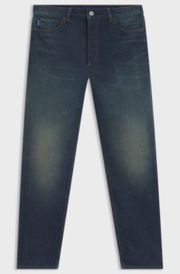 Tapered-fit jeans in blue stretch denim, Dark Blue