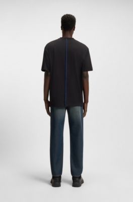 Tapered-fit jeans in blue stretch denim, Dark Blue