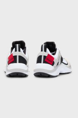 Running-inspired trainers with mesh and suede, Light Beige