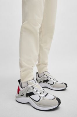 Running-inspired trainers with mesh and suede, Light Beige