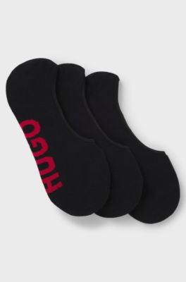 Three-pack of invisible socks with large logos, Black