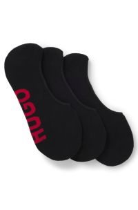 Paquete de tres pares de calcetines invisibles con logos de gran tamaño, Negro