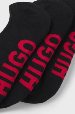 Three-pack of invisible socks with large logos, Black