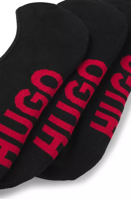 Three-pack of invisible socks with large logos