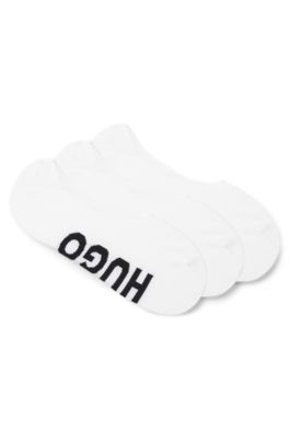 Three-pack of invisible socks with large logos, White