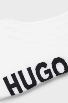 Three-pack of invisible socks with large logos, White