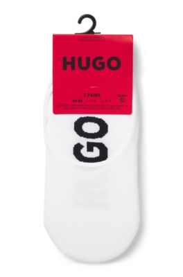 Three-pack of invisible socks with large logos, White