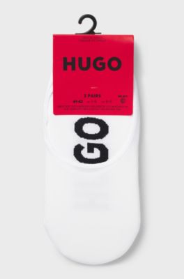 Lot de trois paires de chaussettes invisibles &agrave; grands logos, Blanc