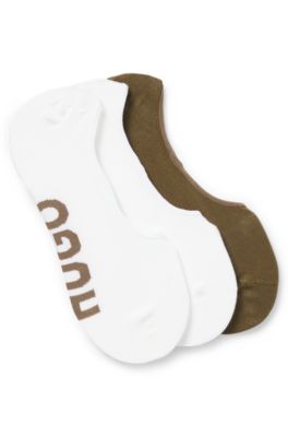 Three-pack of invisible socks with large logos, White / Green