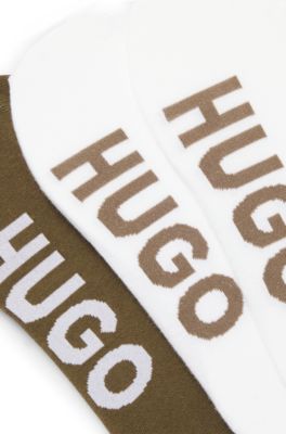 Three-pack of invisible socks with large logos, White / Green