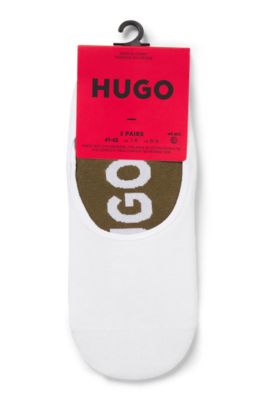 Three-pack of invisible socks with large logos, White / Green