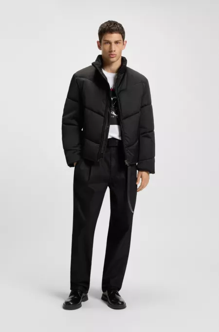 Water-repellent puffer jacket with logo print