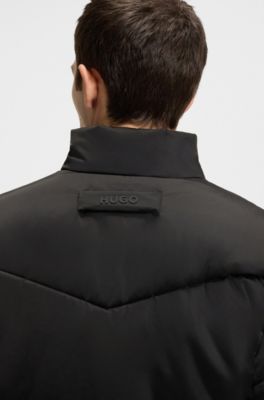 Water-repellent puffer jacket with logo print, Black