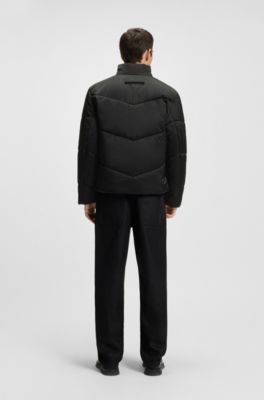 Water-repellent puffer jacket with logo print, Black