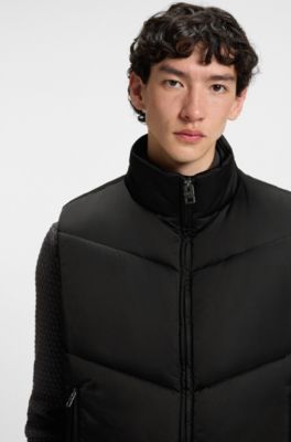 Water-repellent gilet in padded satin, Black