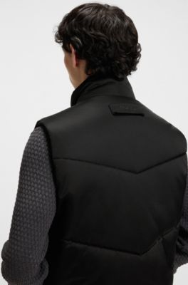 Water-repellent gilet in padded satin, Black