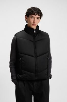 Water-repellent gilet in padded satin, Black