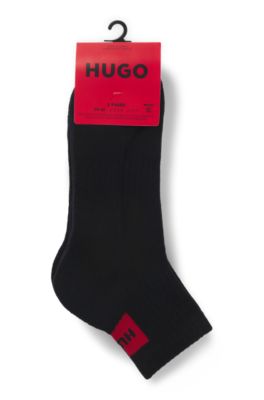 Three-pack of ankle socks with red logo labels, Black