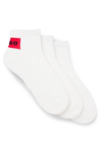 Three-pack of ankle socks with red logo labels, White