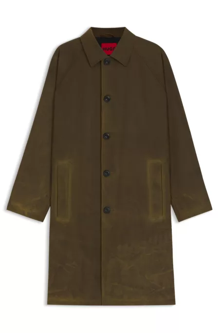 Regular-fit coat in waxed cotton