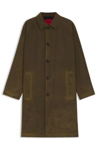 Regular-fit coat in waxed cotton, Khaki