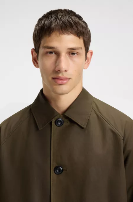 Regular-fit coat in waxed cotton