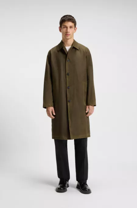 Regular-fit coat in waxed cotton