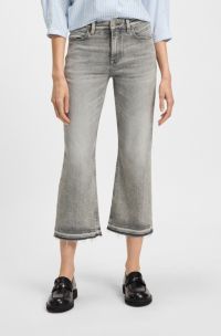 Kick-flare jeans in grey comfort-stretch slub denim, Grey