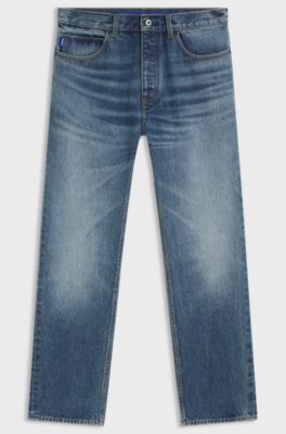 Regular-fit jeans in blue rigid denim, Blue